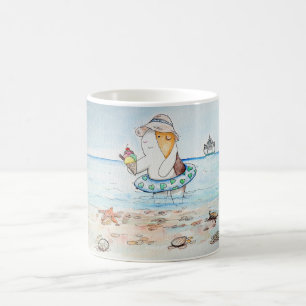 Taza De Café Cutie el cerdo guineano en la pintura costera