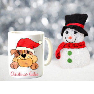 Taza De Café Cutie, Navidades del Bulldog de Santa Hat