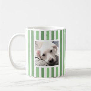 Taza De Café Cuto dos fotos rayado de blanco y verde sabio