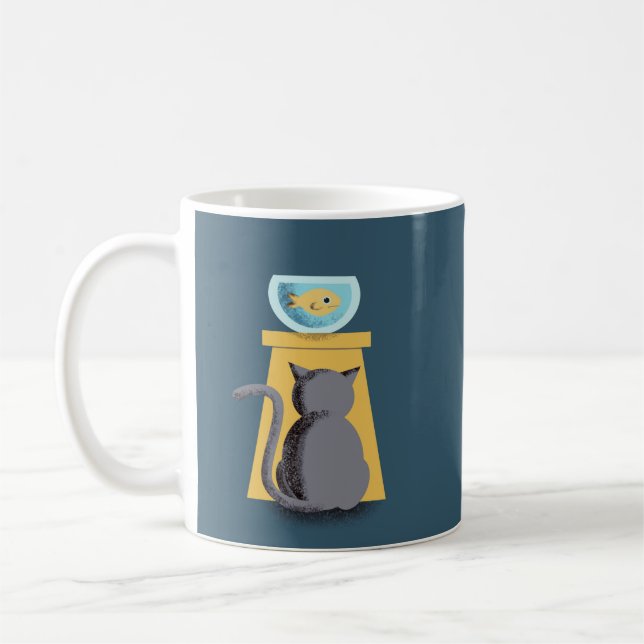 Taza De Café Cuto encanto gato juguetón Pescado Diversión Natur (Izquierda)