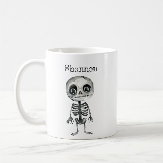 Taza De Café Cuto esqueleto Halloween Mug personalizado (Izquierda)