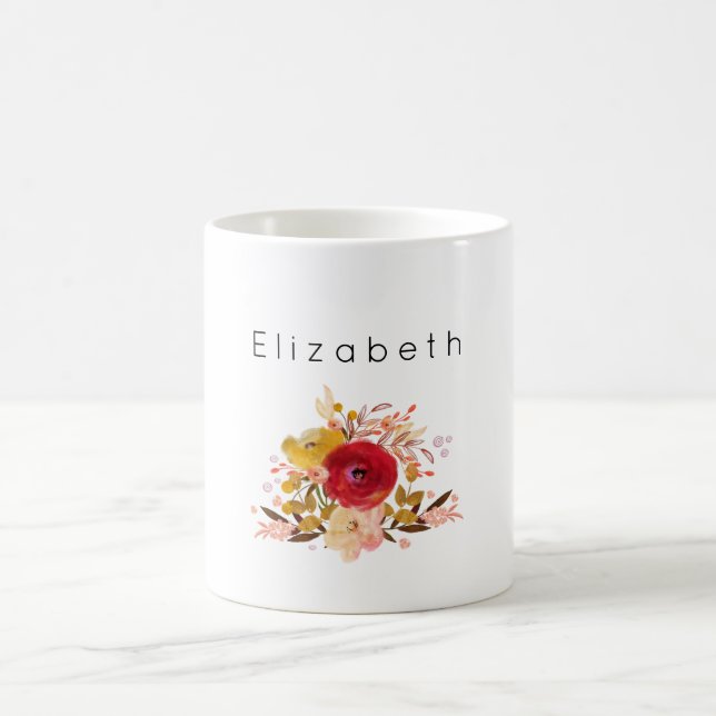 Taza De Café Cuto Floral acuarela Bouquet Personalizado (Centro)