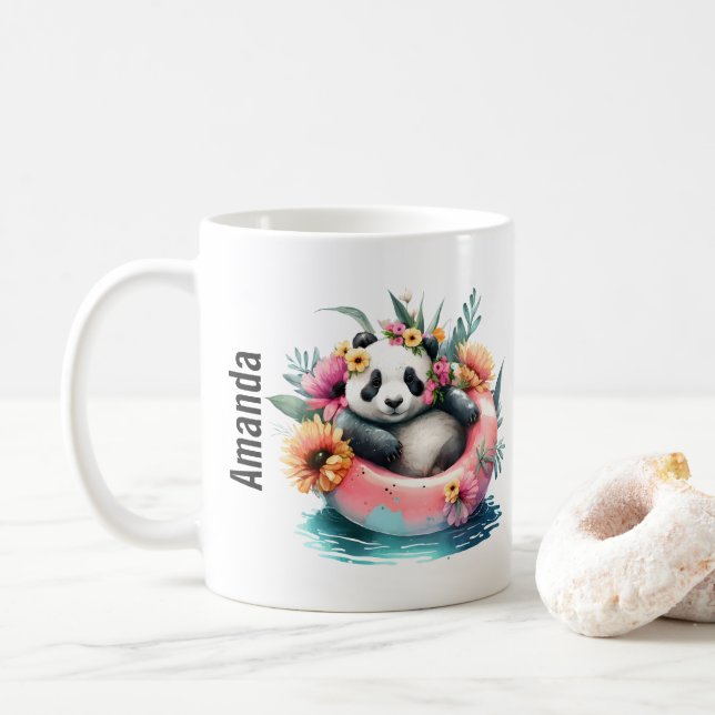 Taza De Café Cuto Panda Chilling en un tubo interno (Con donut)