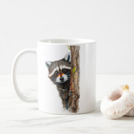 Taza De Café Cuto Raccoon Peeking Tree Classic Mug