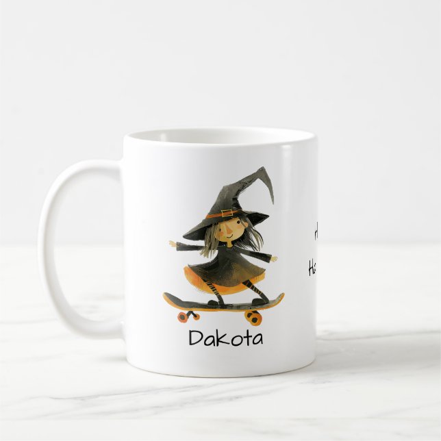 Taza De Café Cuto Skateboarding Witch Halloween (Izquierda)