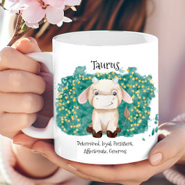 Taza De Café Cuto Taurus Bull acuarela Zodiac Monograma