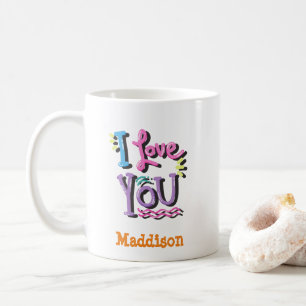 Taza De Café Cuto te amo nombre de Personalizable tipográfico