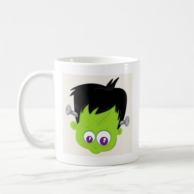 Taza De Café Cuto verde Frankenstein Monster cara Halloween (Izquierda)