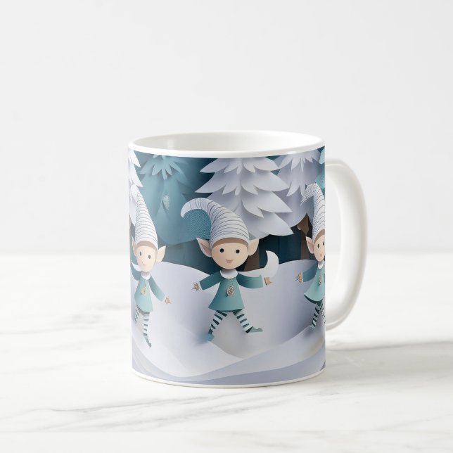 Taza De Café Cutout Elves in the Snow Christmas  (Anverso derecho)