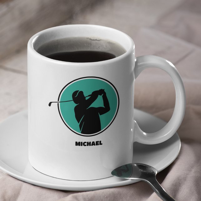 Taza De Café Cyan Mens Golf Silhouette (Subido por el creador)