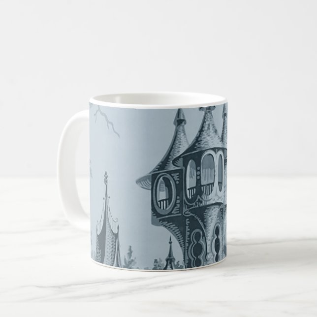 Taza De Café Cyanotype Blue Castle Turret (Anverso izquierdo)