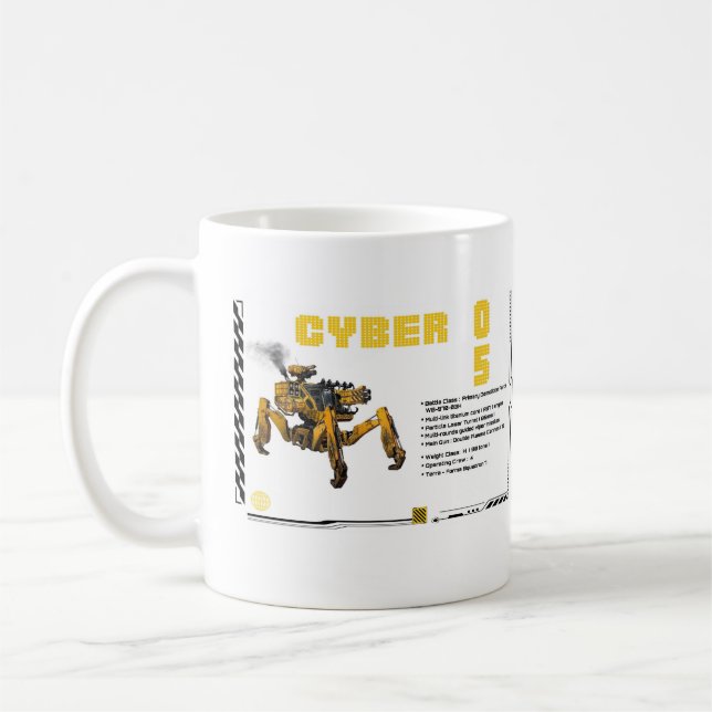Taza De Café Cyber 05 Diseño de Robot Mech (Izquierda)