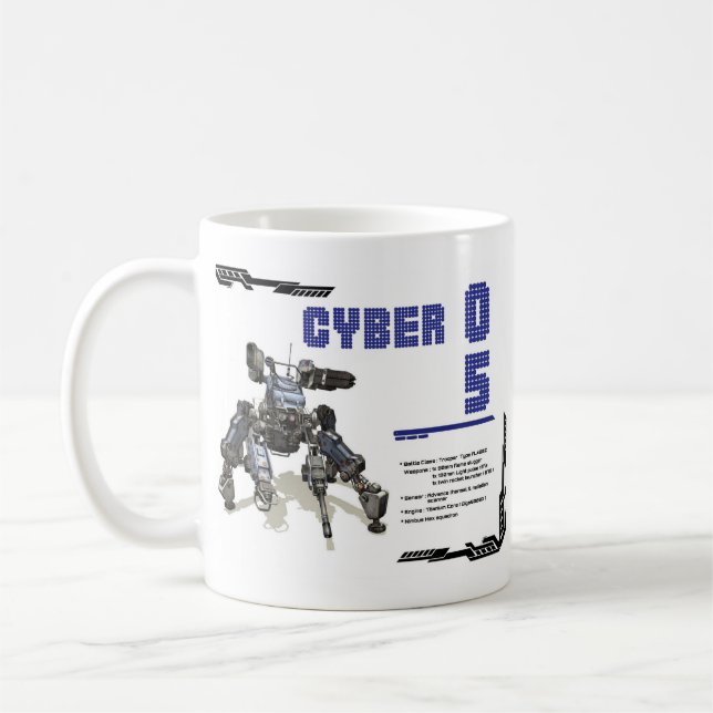 Taza De Café Cyber 05 Diseño de Robot Mech (Izquierda)