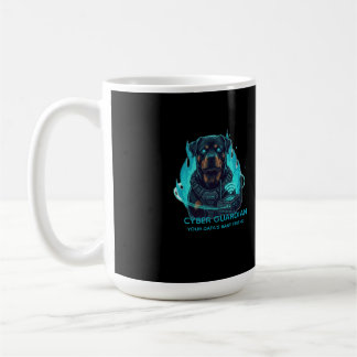 Taza De Café Cyber Guardian Rottweiler Blue Flame - High-Tech O