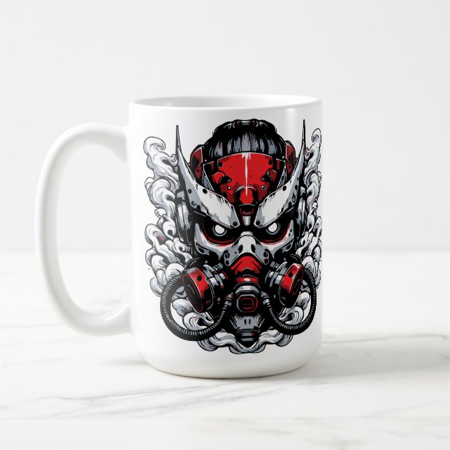 Taza De Café Cyber Oni: Máscara de Guerrero del Humo (Izquierda)