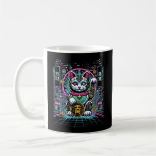 Taza De Café Cyberpunk Robot Maneki Neko Lucky Cat, Dinero