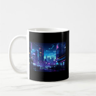 Taza De Café Cyberpunk Rooftop Tokyo