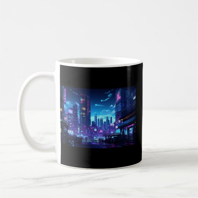 Taza De Café Cyberpunk Rooftop Tokyo (Izquierda)