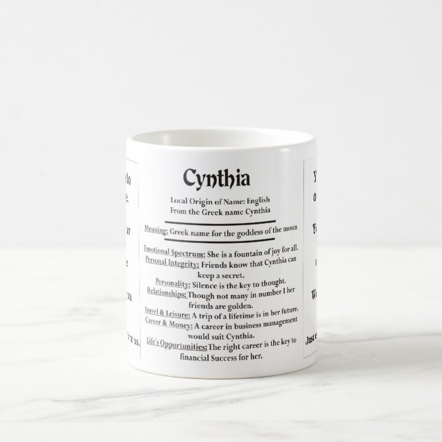 Taza De Café Cynthia, el origen y el significado (Centro)