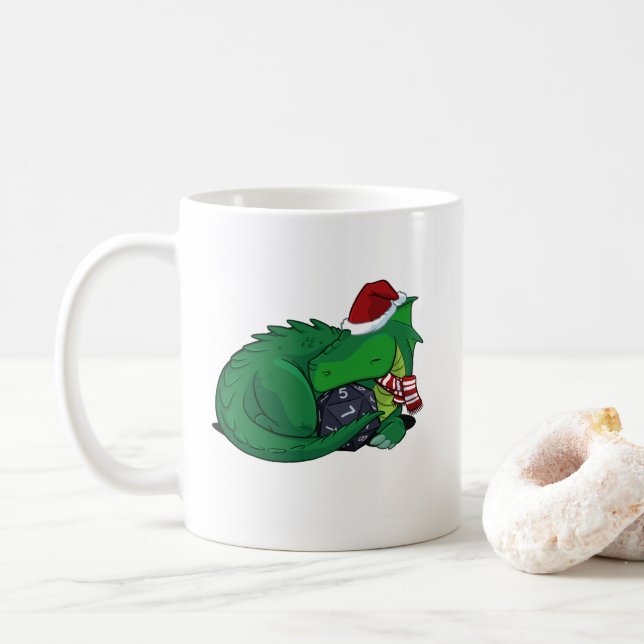 Taza De Café D20 dragón verde - edición del día de fiesta (Con donut)