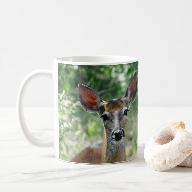 Taza De Café D33 Mug de venado de cola blanca (Con donut)