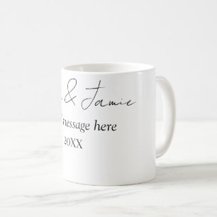 Taza De Café d nombre de pareja de boda abstracto floral verde