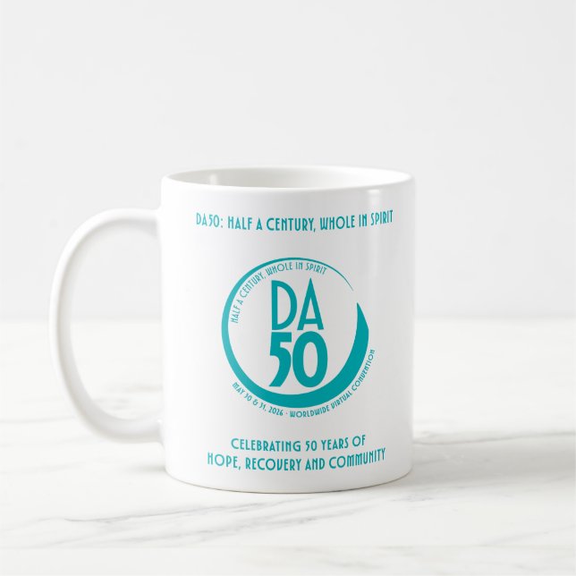 Taza De Café DA50 Worldwide Virtual Convention Mug in Teal (Izquierda)
