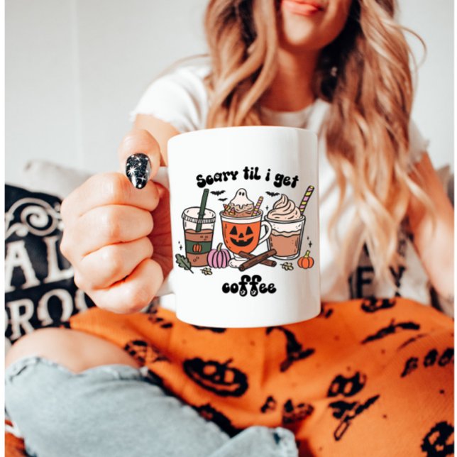 Taza De Café Da miedo hasta que consiga café Halloween (Subido por el creador)