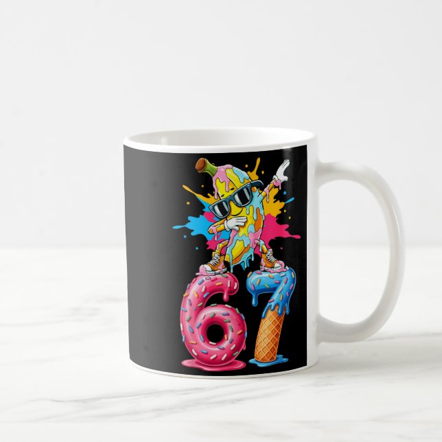 Taza De Café Dabbing Banana 67 Ice Cream Drip Funny Six Seven M (Derecha)