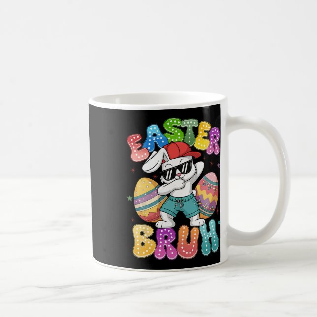 Taza De Café Dabbing Bunny Easter Bruh Meme Divertido de adoles (Derecha)