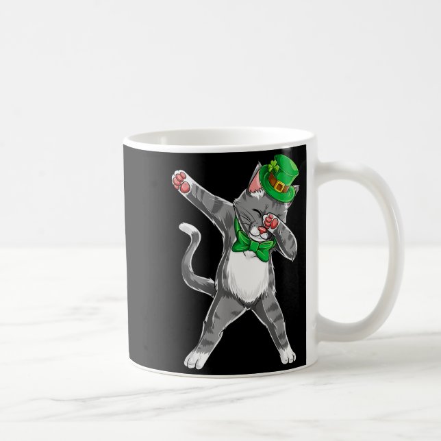 Taza De Café Dabbing Cat St Patricks Day Boys Girls Leprechaun  (Derecha)