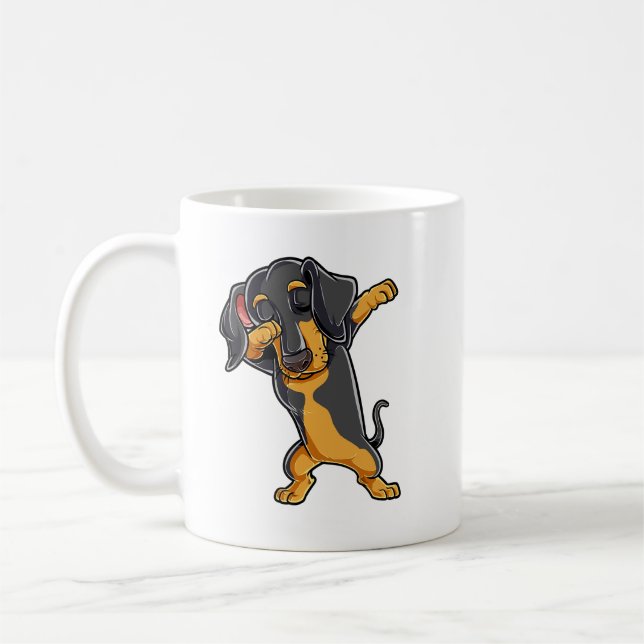 Taza De Café Dabbing Dachshund Divertido Perro Ama Dab Dance. P (Izquierda)