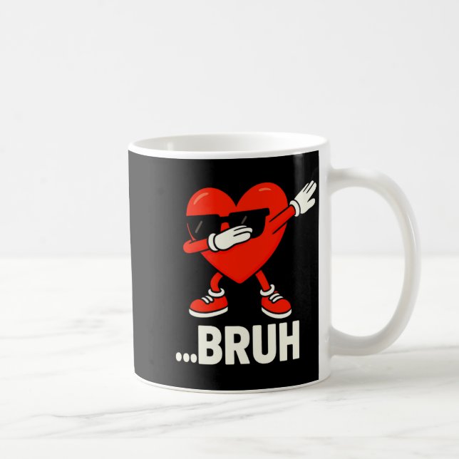 Taza De Café Dabbing Heart Sungles Bruh Meme Funny Valentine  (Derecha)