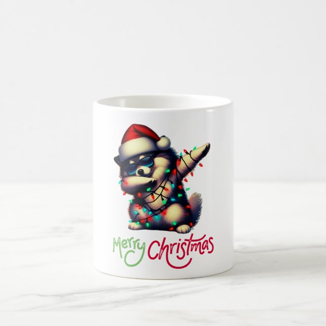Taza De Café Dabbing Keeshond Dog Gafas de sol lindo Navidades  (Centro)