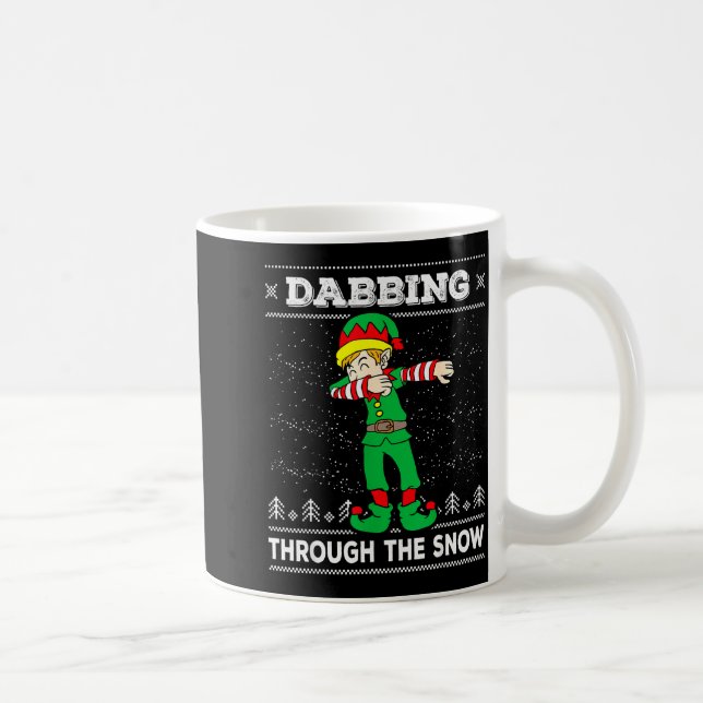 Taza De Café Dabbing Through The Snow Elf Dab Ugly Christmas Sw (Derecha)