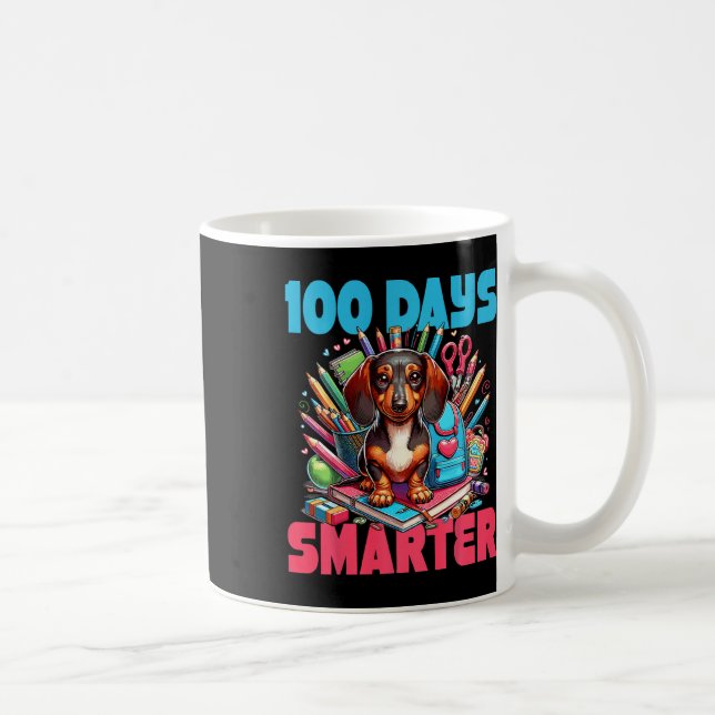 Taza De Café Dachshund 100 días de clase 100 días más inteligen (Derecha)