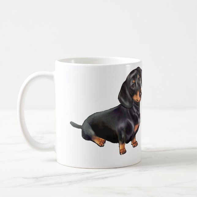 Taza De Café Dachshund (A) - Negro y Tan (Izquierda)