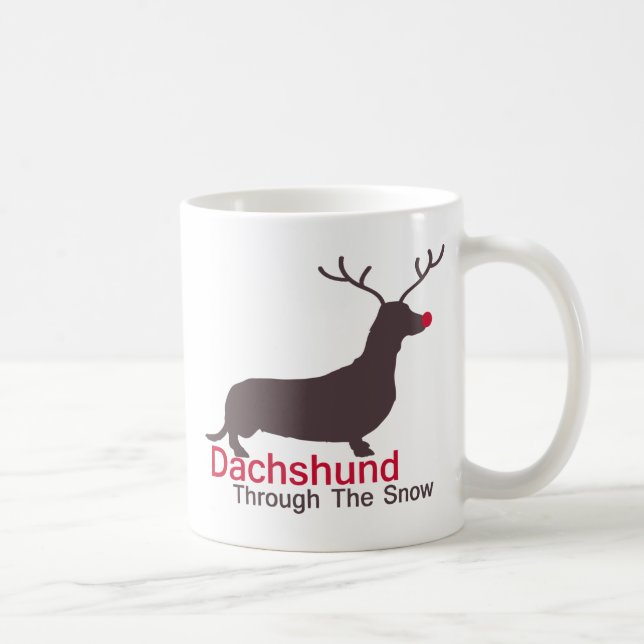 Taza De Café Dachshund A Través De La Nieve (Derecha)
