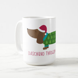 Taza De Café Dachshund a través de la nieve Cartoon