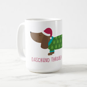 Taza De Café Dachshund a través de la nieve Cartoon