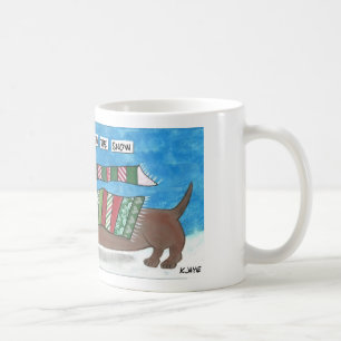Taza De Café Dachshund a través de la nieve - navidad divertido
