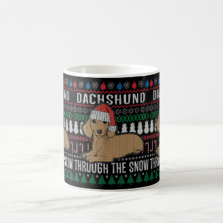 Taza De Café Dachshund A Través De La Nieve Navidades Fea