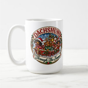 Taza De Café Dachshund a través de la nieve Trineo de Navidad C