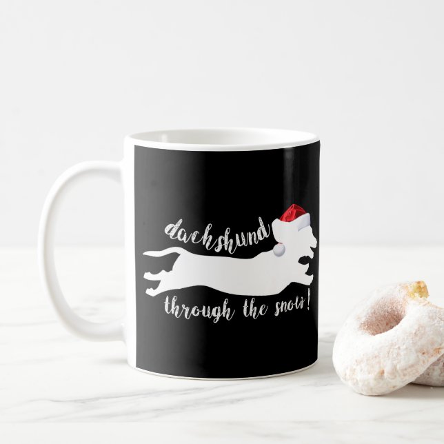 Taza De Café Dachshund a través de las vacaciones de los Navida (Con donut)
