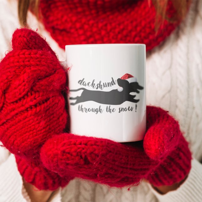 Taza De Café Dachshund a través de las vacaciones de los Navida (Subido por el creador)