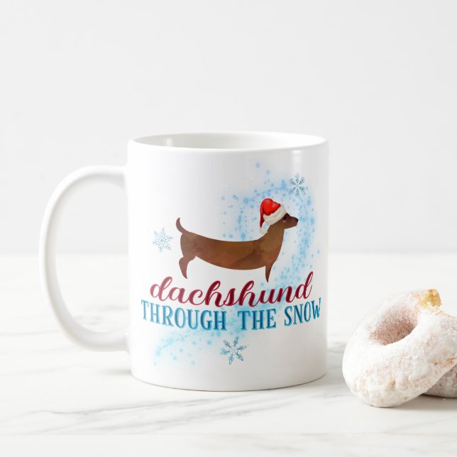 Taza De Café Dachshund a través de los Navidades del perro de l (Con donut)