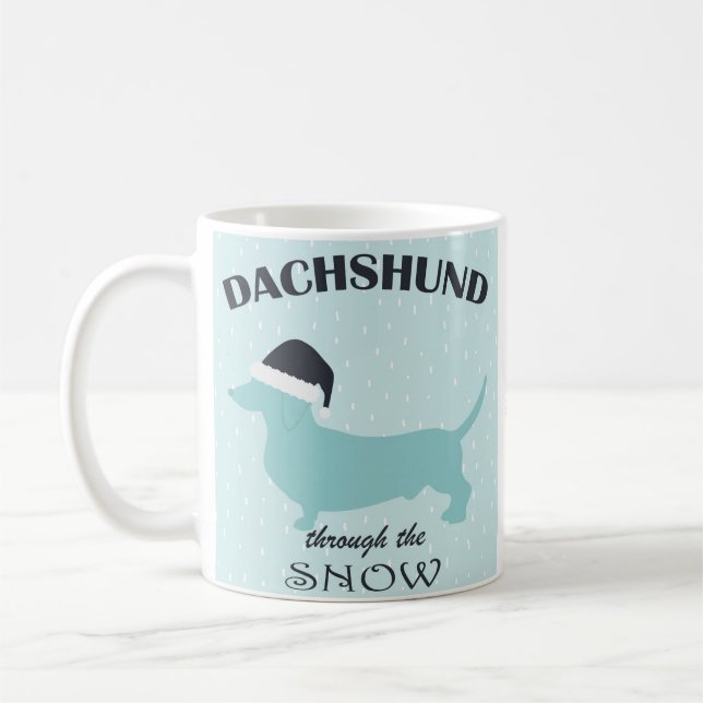 Taza De Café Dachshund a través de los Navidades divertidos de  (Izquierda)
