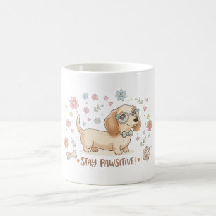 Taza De Café Dachshund Adorable Mantén Positividad