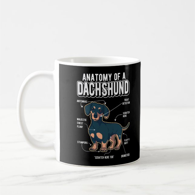 Taza De Café Dachshund Anatomy Funny Dog (Izquierda)