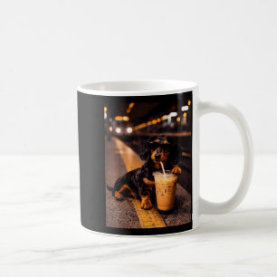Taza De Café Dachshund bebiendo café helado Meme divertido de a
